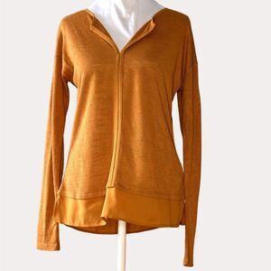 Sanctuary Twofer Layered Sweater Chiffon Blouse Knit Top Gold XS